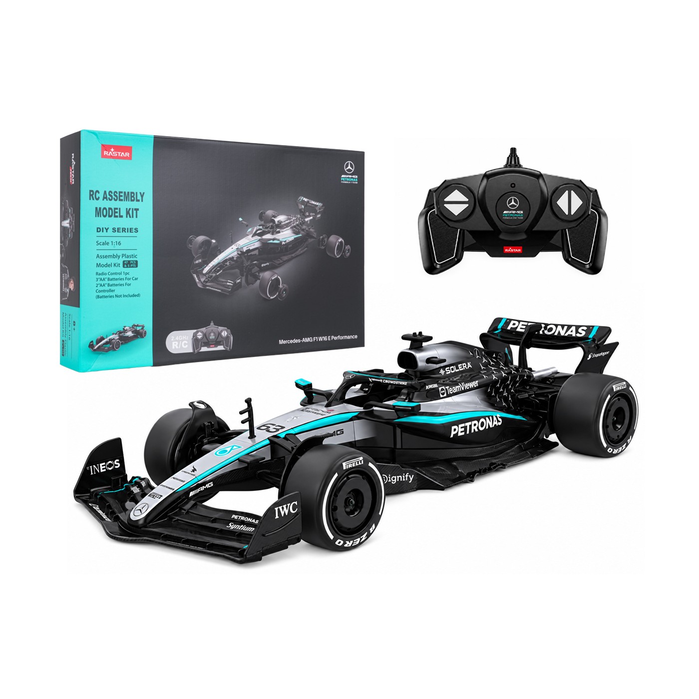 R/C car 1:16 Mercedes-AMG F1 W16 E Performance Building Kit Black RASTAR