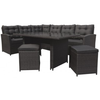 Meble Ogrodowe Rattan Narożniki Wysoki Stół Brązowy