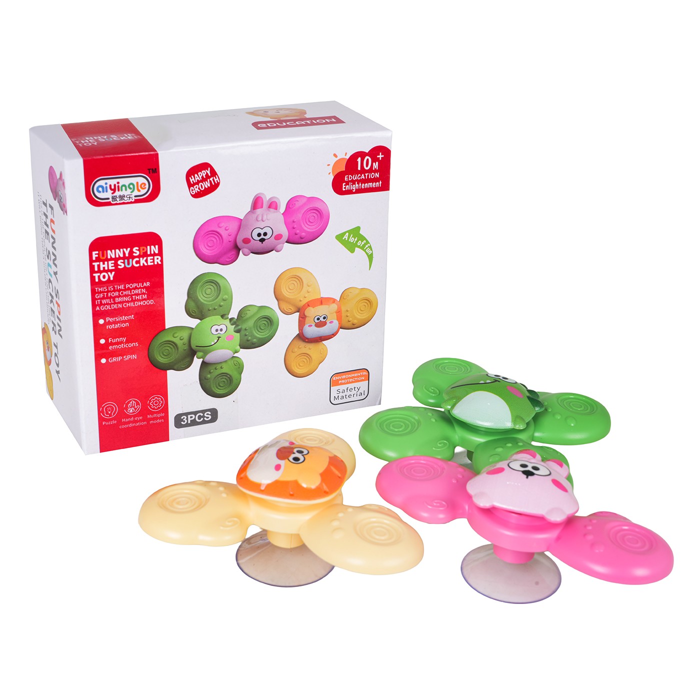 Set of Coloured Animal Spinners