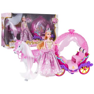 Rose Carriage with White Horse + Princess Doll
