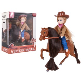 Brown Pony with Cowgirl